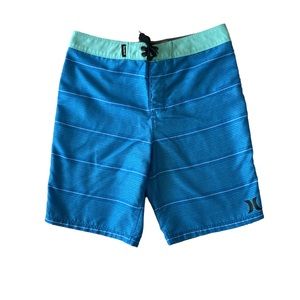 Hurley Boy's Shoreline Board Shorts 14/27 Neptune Blue Sits Above the Knee